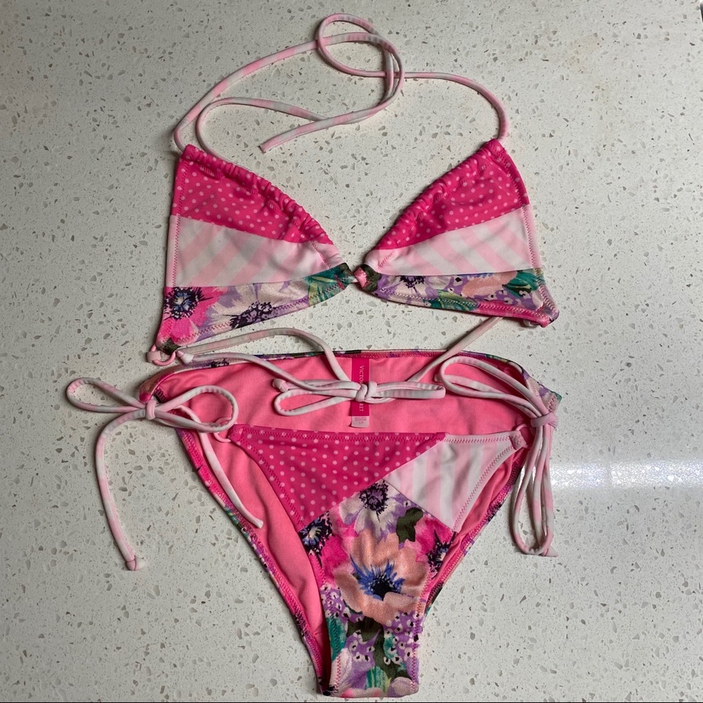 Victoria Secret Floral Polka Dot Striped Bikini